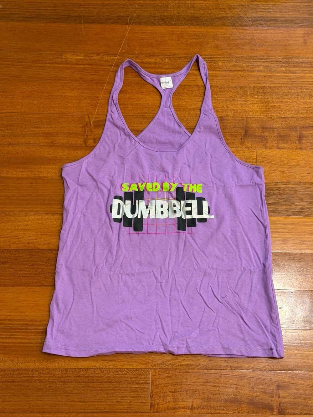 SPIRIT Saved By The Dumbbell Activewear Racerback Tank Top Purple Size S